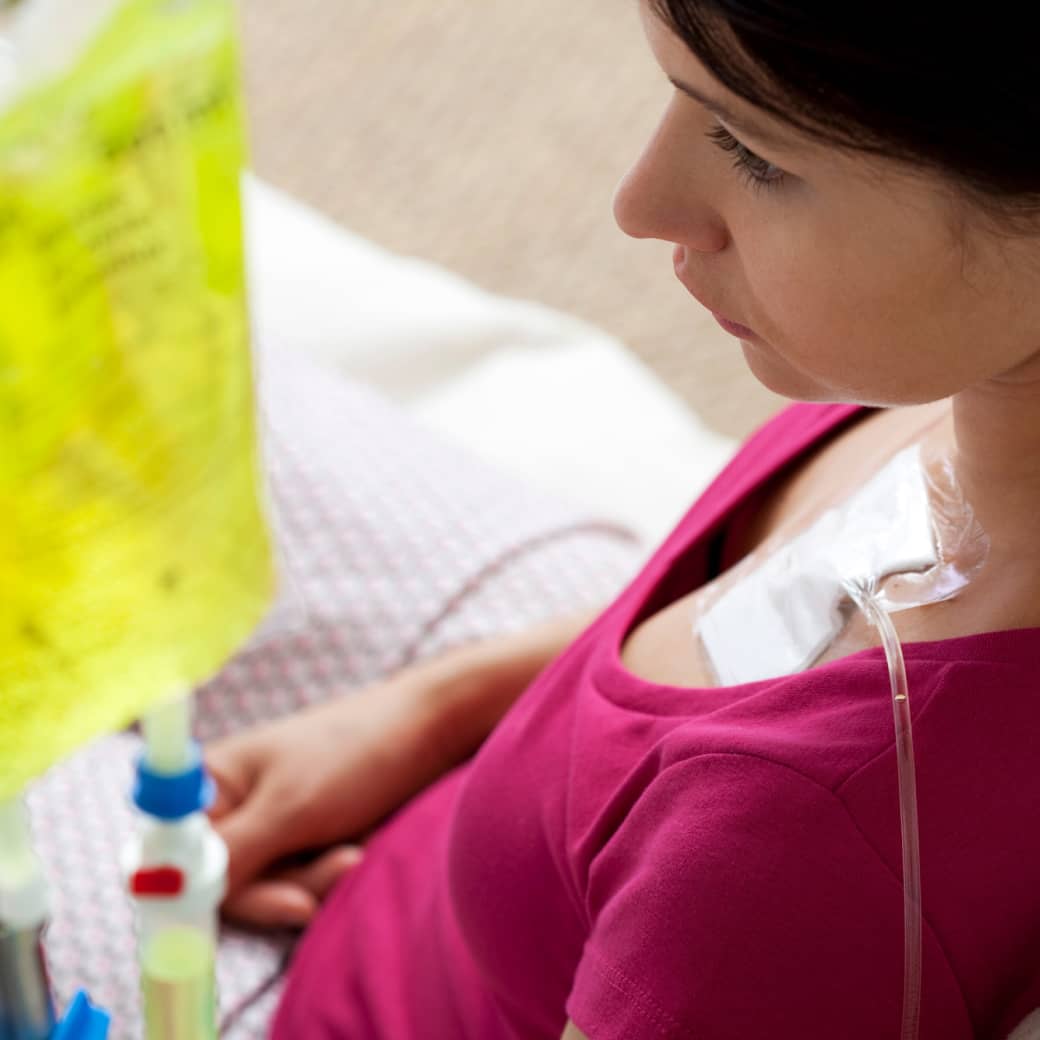 A person receiving infusion therapy.