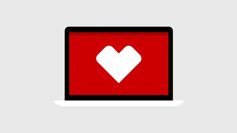 Pictogram of a laptop screen with a CVS heart